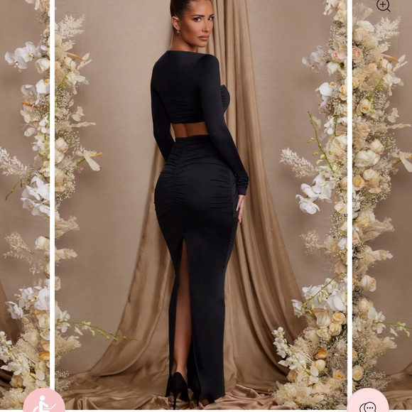 Oh Polly asymmetric draped maxi skirt in black - Picture 3 of 3